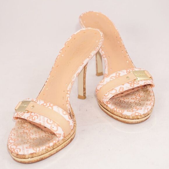 BCBGirls Heeled Slip On Sandals w Pink Logo Strap - Picture 9 of 9